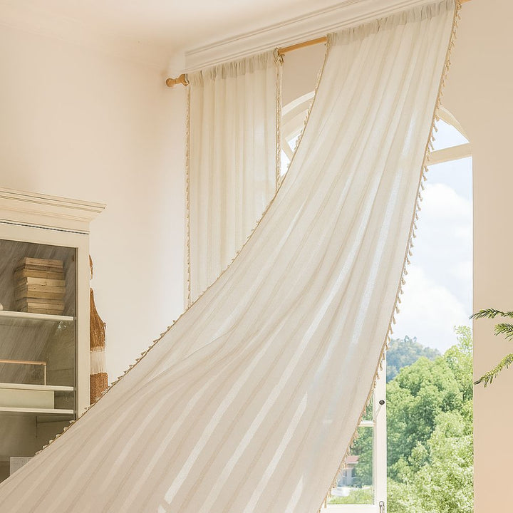 Skanto | Sunlight Stripes Gjennomsiktig Frynse Gardin
