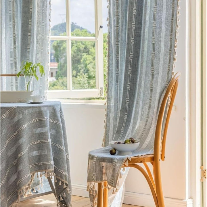 Skanto | Sunlight Stripes Gjennomsiktig Frynse Gardin