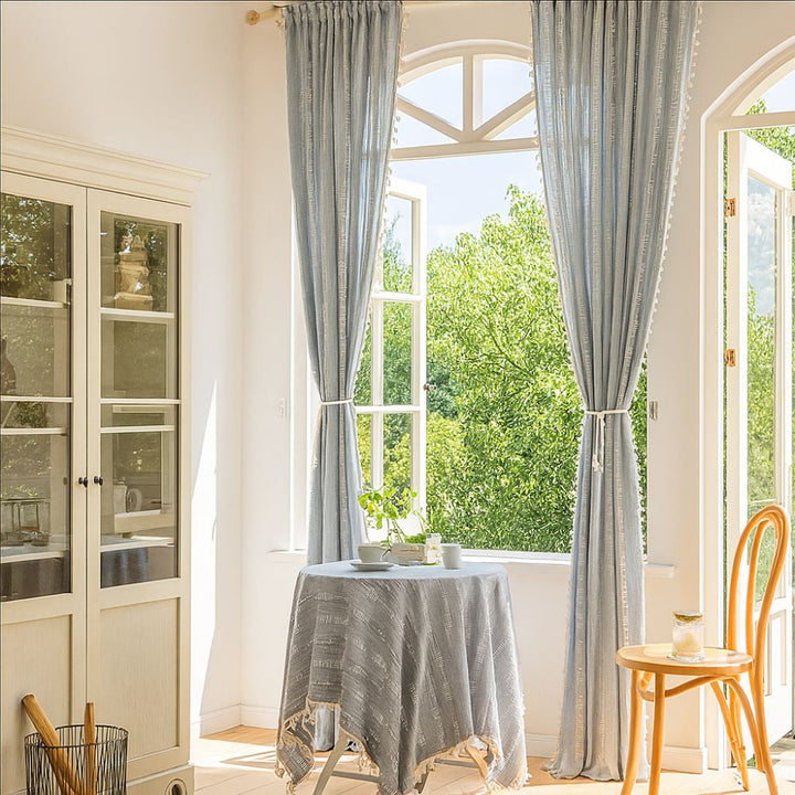 Skanto | Sunlight Stripes Gjennomsiktig Frynse Gardin