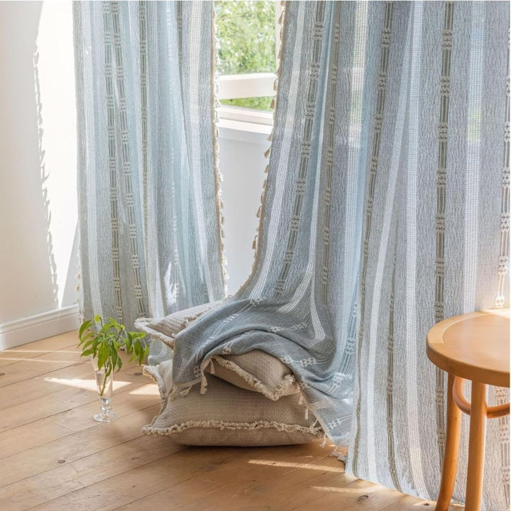 Skanto | Sunlight Stripes Gjennomsiktig Frynse Gardin