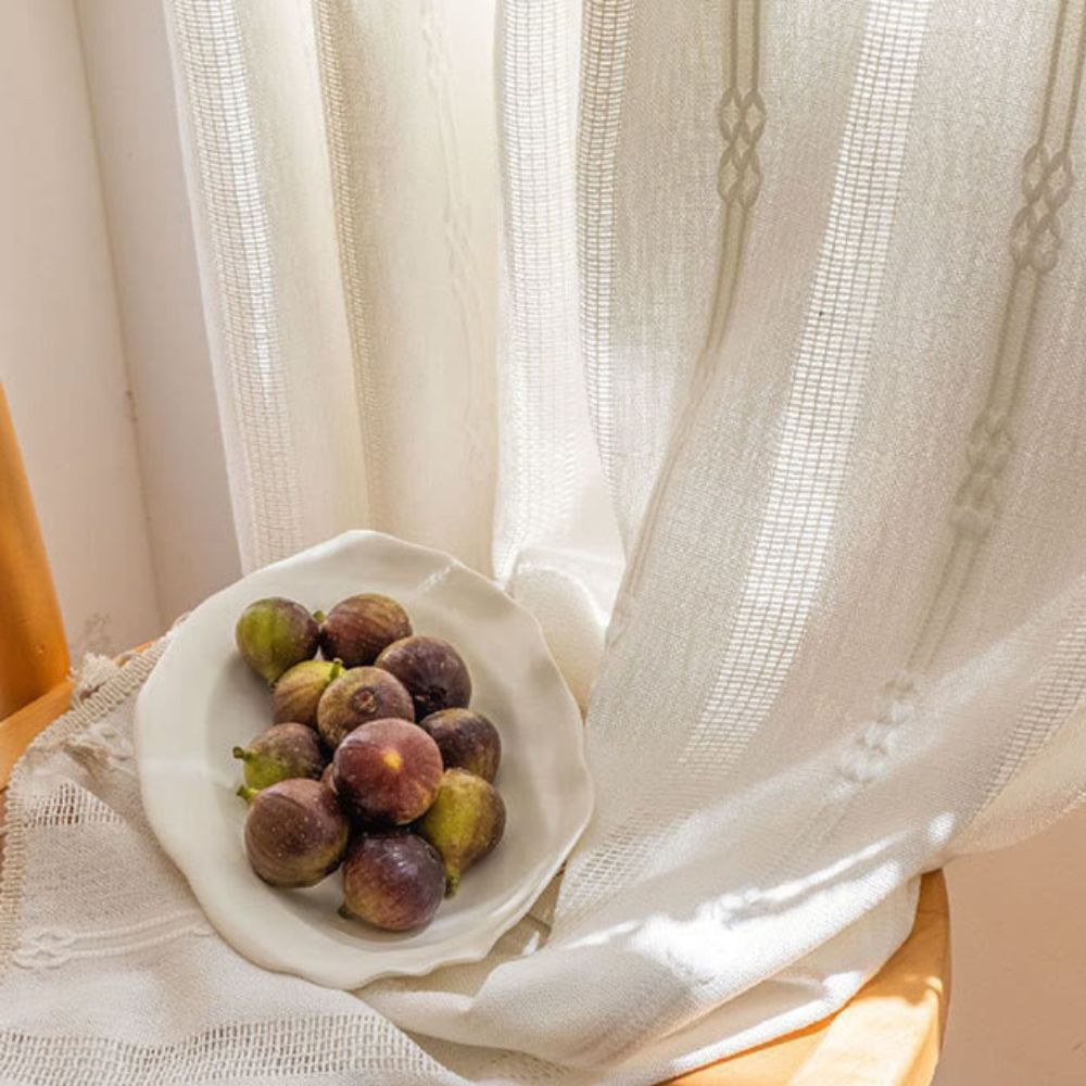Skanto | Sunlight Stripes Gjennomsiktig Frynse Gardin