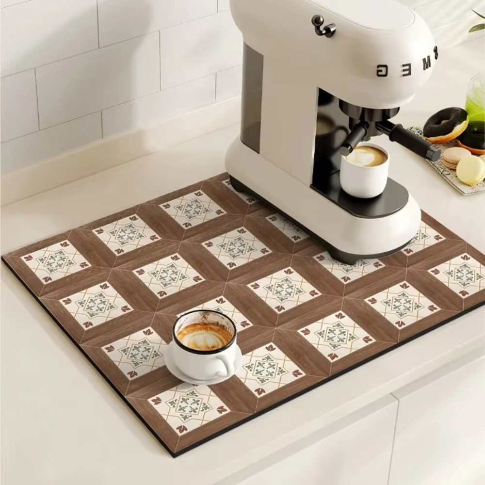 Skanto | Retro Flisdesign Absorberende Kaffematte