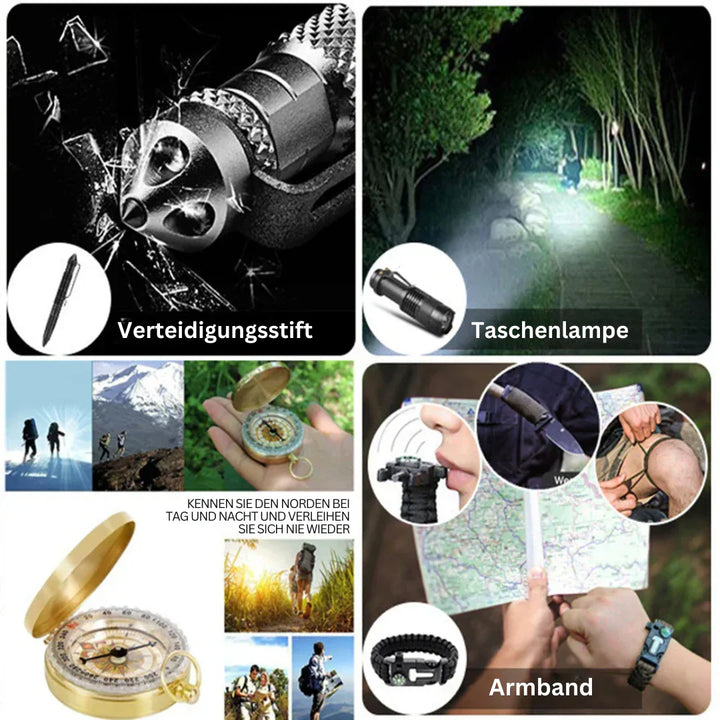 Skanto | 38-i-1 Førstehjelps- og Overlevelseskit med Lommelykt og Kompass