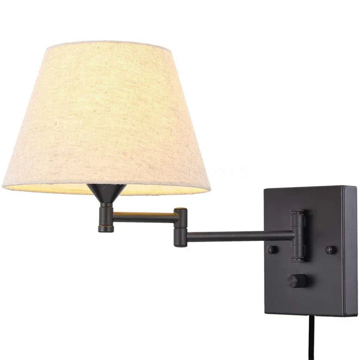 Svingbar vegglampe med stoffskjerm - Justerbar LED vegglampe for soverom og stue | Skanto