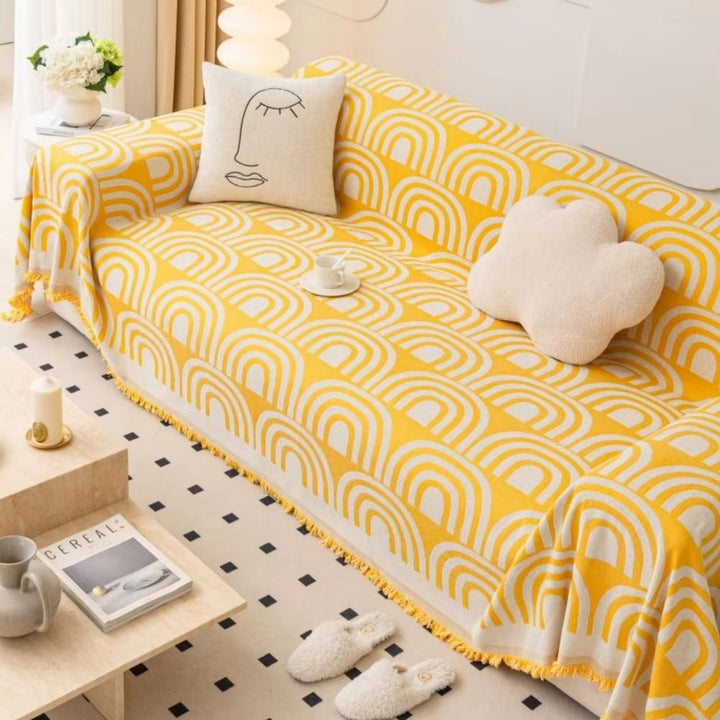 Skanto | Symmetrisk Halvbue Chenille Sofa Deksel