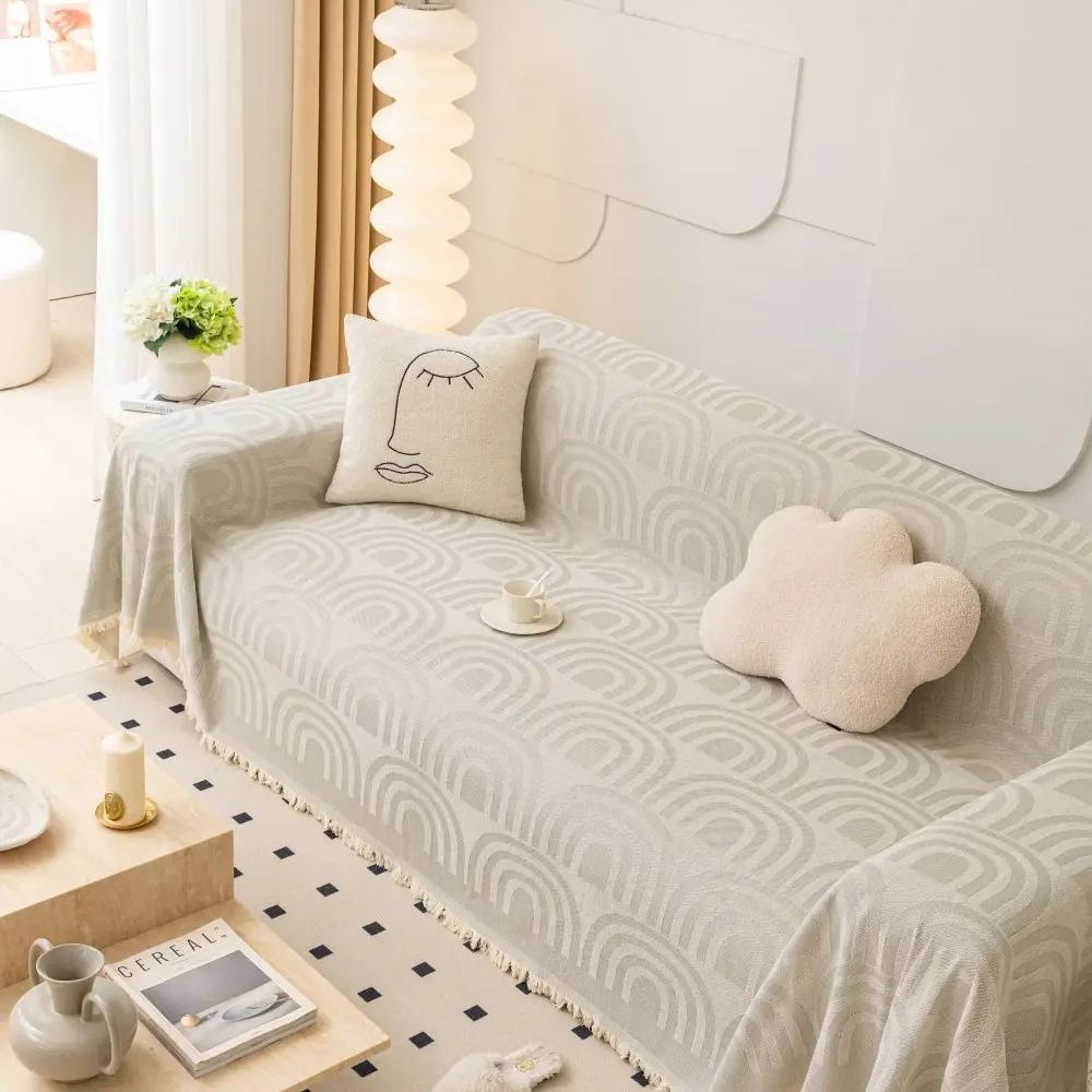 Skanto | Symmetrisk Halvbue Chenille Sofa Deksel