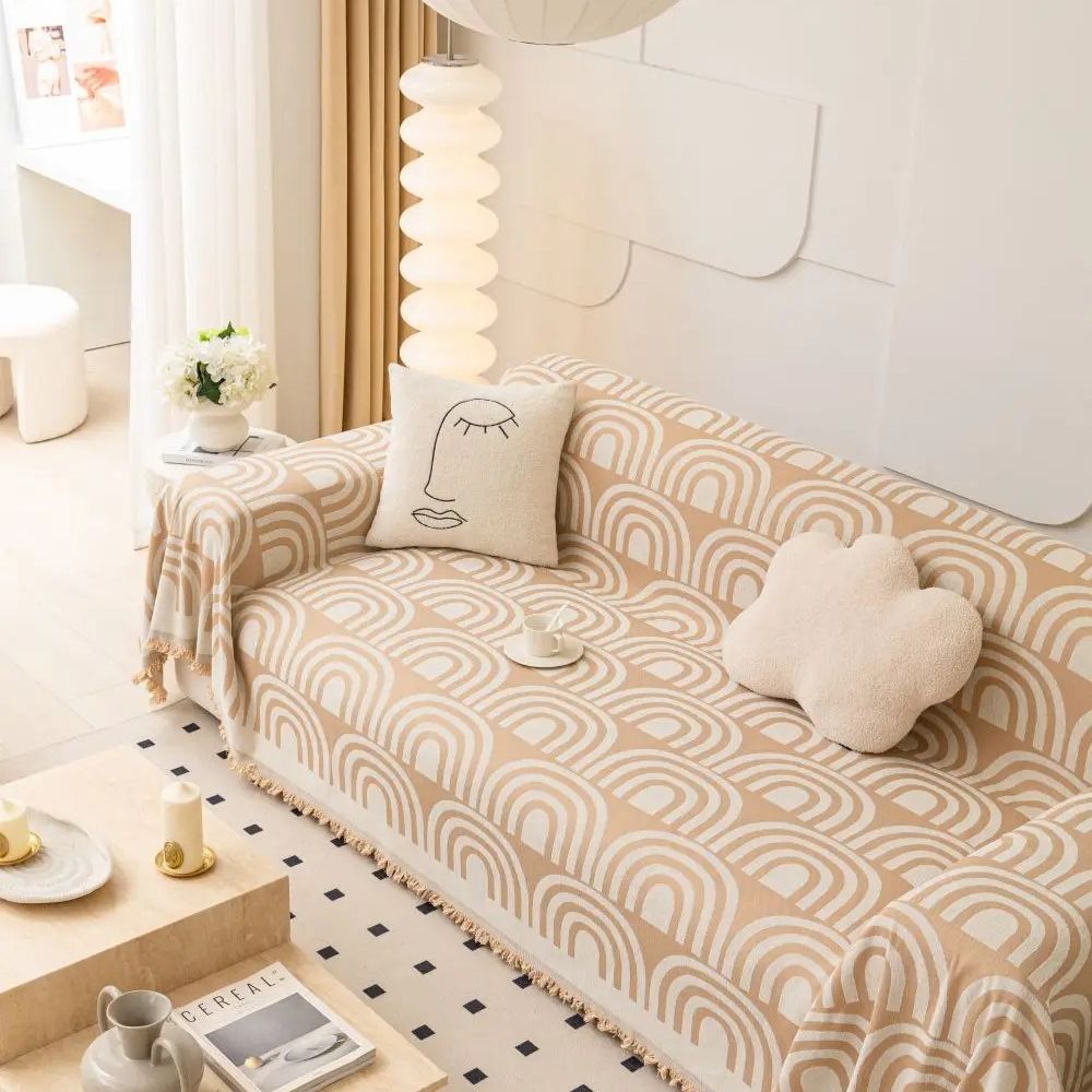 Skanto | Symmetrisk Halvbue Chenille Sofa Deksel