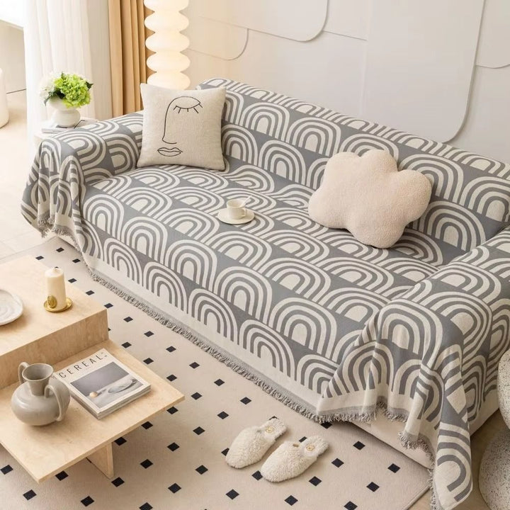 Skanto | Symmetrisk Halvbue Chenille Sofa Deksel