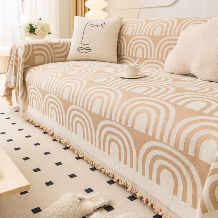 Skanto | Symmetrisk Halvbue Chenille Sofa Deksel