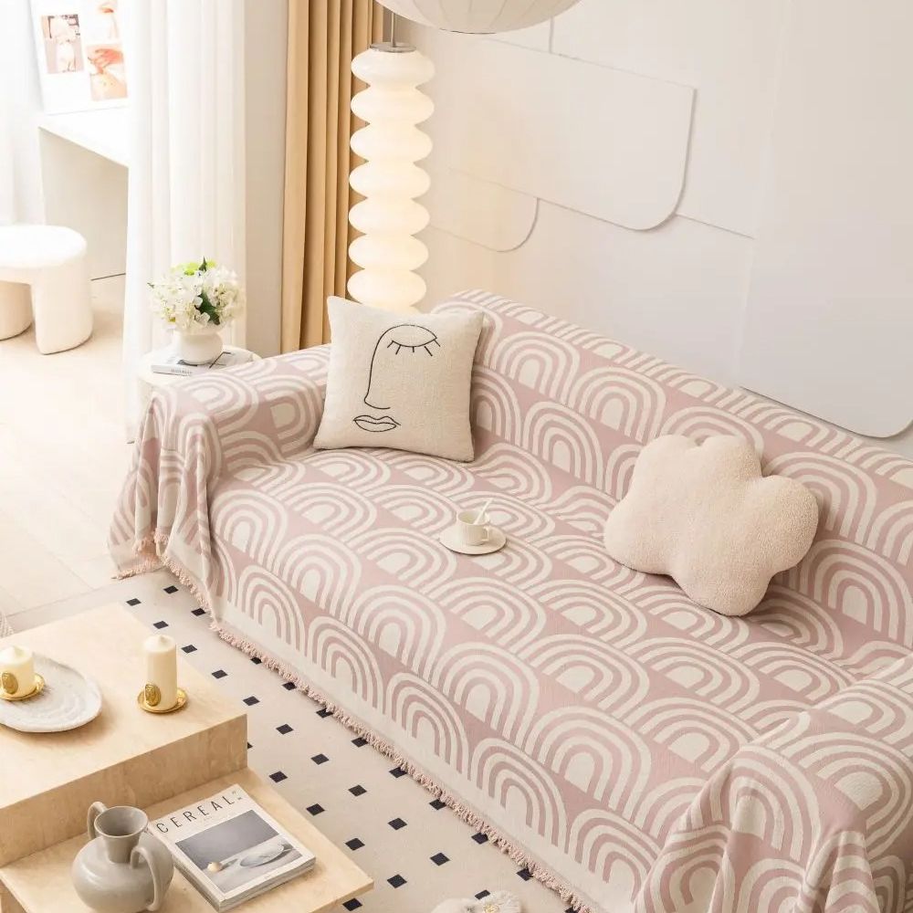 Skanto | Symmetrisk Halvbue Chenille Sofa Deksel