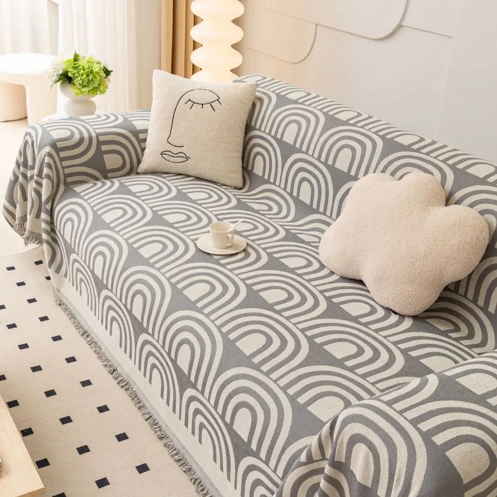 Skanto | Symmetrisk Halvbue Chenille Sofa Deksel