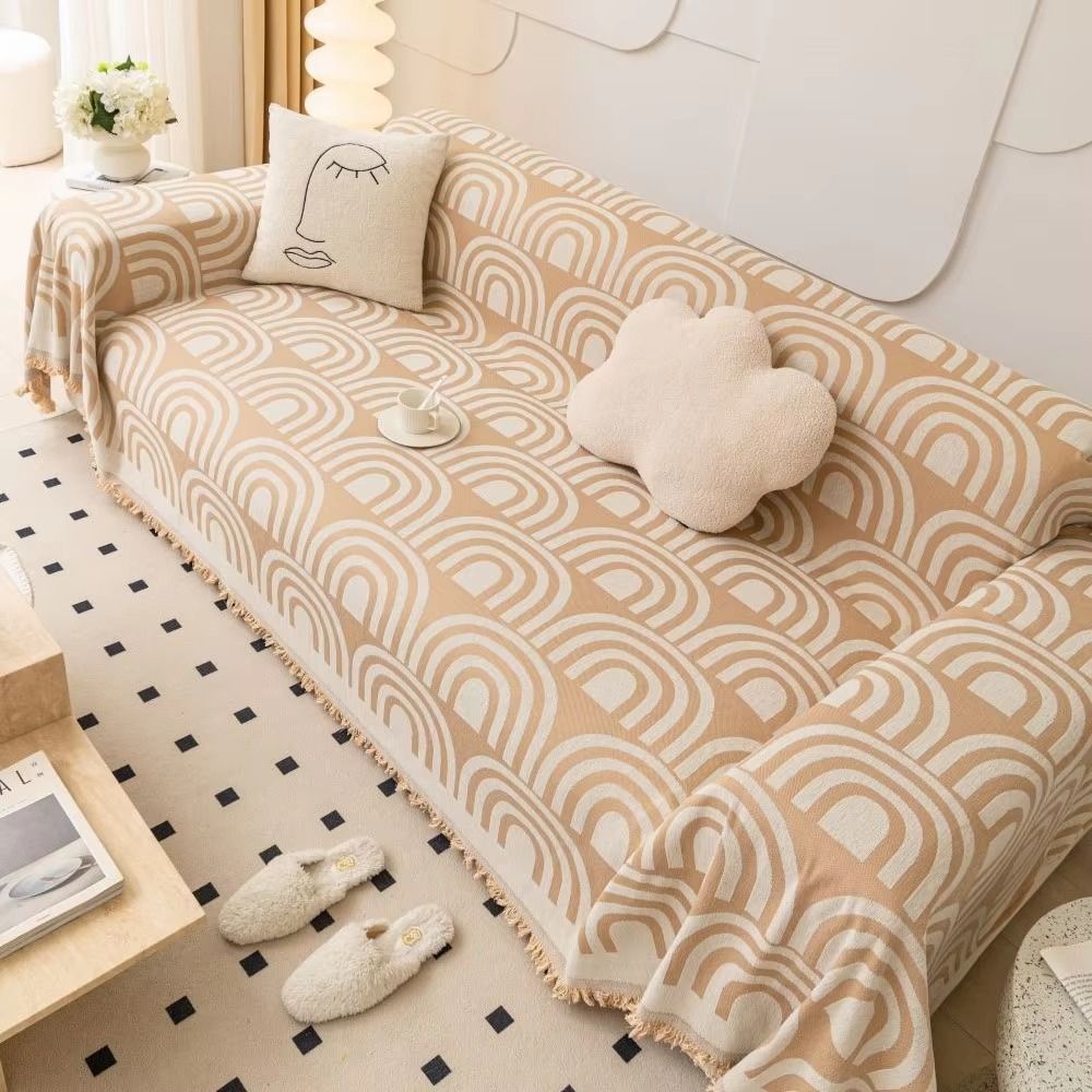 Skanto | Symmetrisk Halvbue Chenille Sofa Deksel