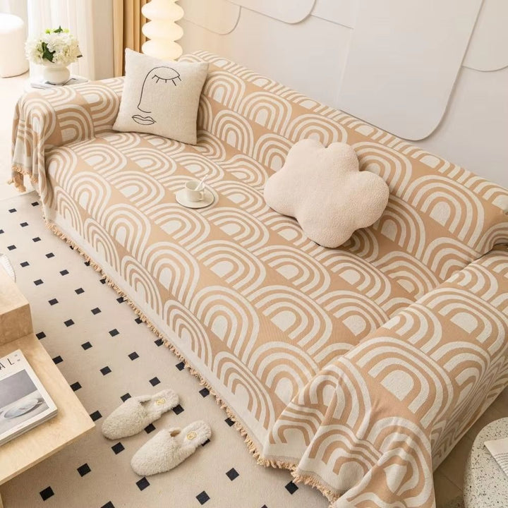 Skanto | Symmetrisk Halvbue Chenille Sofa Deksel