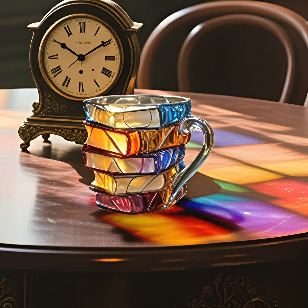 Glass Kaffe Kop 350 ml – Håndlaget med 3D Bokmønster | Høykvalitets Glass for Kaffe, Te, og Stilfull Borddekor | Skanto