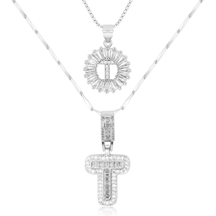 Skanto | 2pc 14k Diamant Bokstav Initial Halskjeder
