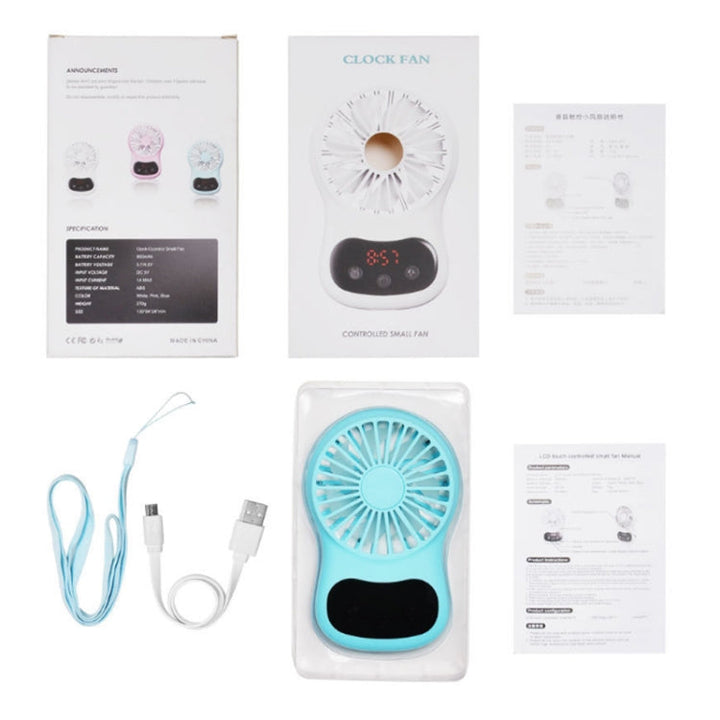 Multifunksjonell Klokke Liten Vifte Kreativ Desktop Mini USB Vifte (Hvit) | Skanto