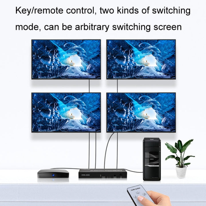 Skanto | FJGEAR FJ-4K204 2 In 4 Out HD 4K Audio HDMI Switch Distributor, Plug type: EU plug