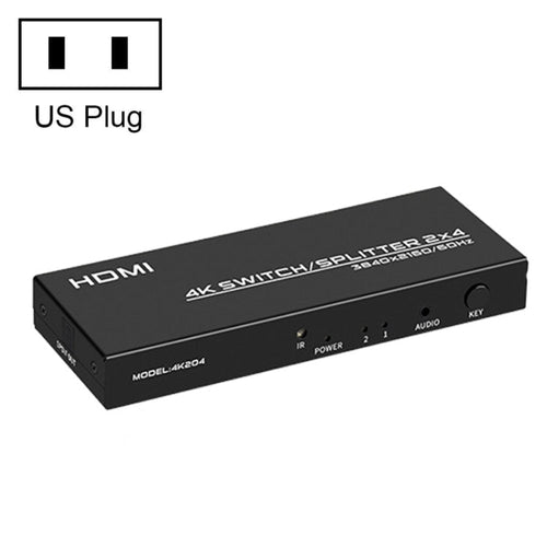 Skanto | FJGEAR FJ-4K204 2 In 4 Ut HD 4K Lyd HDMI Bryter Distribusjon, Plug Type: US Plug