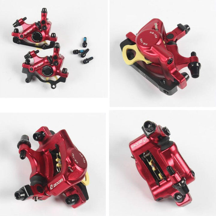 Skanto | ZOOM HB100 Terrengsykkel Hydraulisk Bremsekloss Sammenleggbar Sykkel Kabeltrekk Hydraulisk Skivebremsekloss, Stil: Foran og Bak (Rød)
