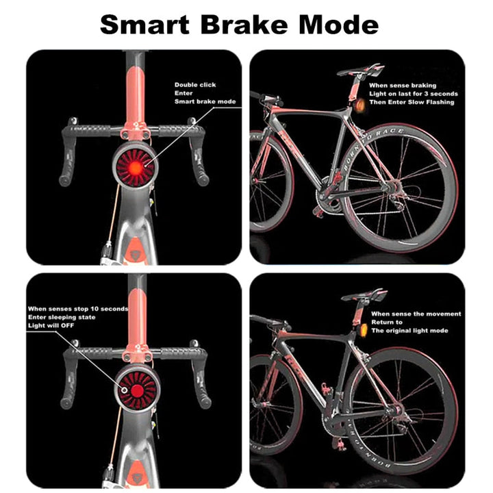 Skanto | Sykkel Smart Sensor Bremselys USB Baklys Varsellys (Titan)