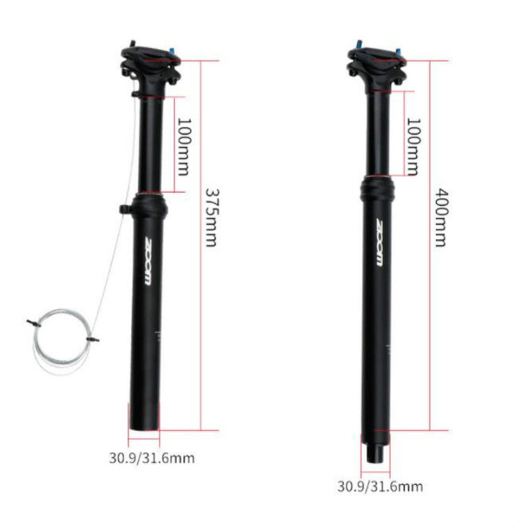 Skanto | ZOOM Sykkel Kabel Kontrollert Hydraulisk Fjæring Setepinne Terrengsykkel Setepost, Størrelse: 30.9mm, Spesifikasjon: 400mm Intern Kabling