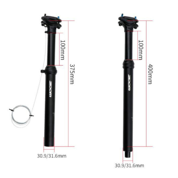 Skanto | ZOOM Sykkel Kabel Kontrollert Hydraulisk Fjæring Setepinne Terrengsykkel Setepost, Størrelse: 30.9mm, Spesifikasjon: 400mm Intern Kabling