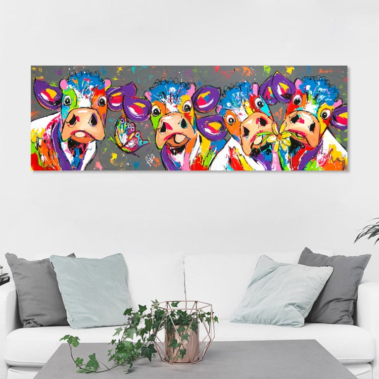 Skanto | Fargerike kyr Hjemmedekorasjon Lærremse HD Uten ramme Maleri Kjerne, Størrelse: 40×120cm
