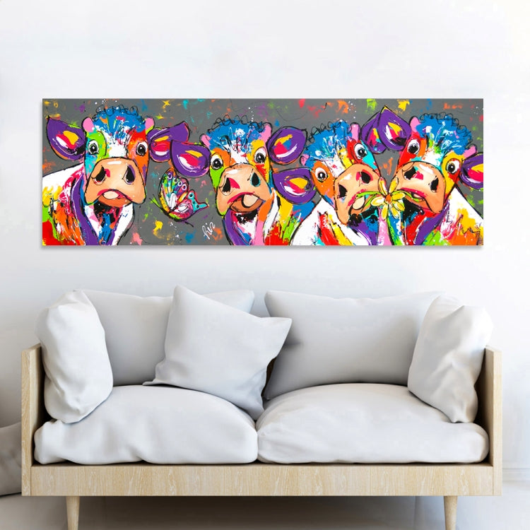 Skanto | Fargerike kyr Hjemmedekorasjon Lærremse HD Uten ramme Maleri Kjerne, Størrelse: 40×120cm