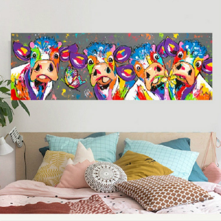Skanto | Fargerike kyr Hjemmedekorasjon Lærremse HD Uten ramme Maleri Kjerne, Størrelse: 40×120cm