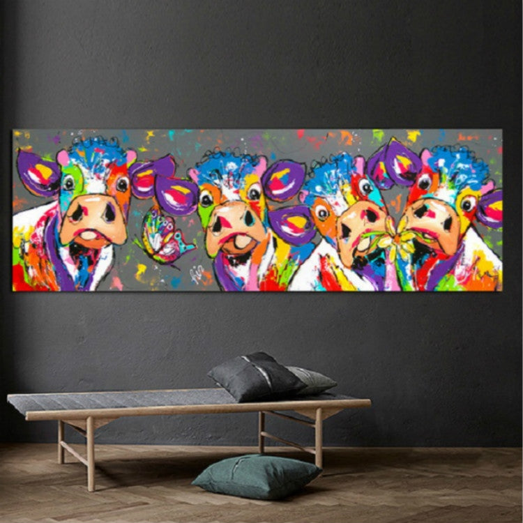 Skanto | Fargerike kyr Hjemmedekorasjon Lærremse HD Uten ramme Maleri Kjerne, Størrelse: 40×120cm
