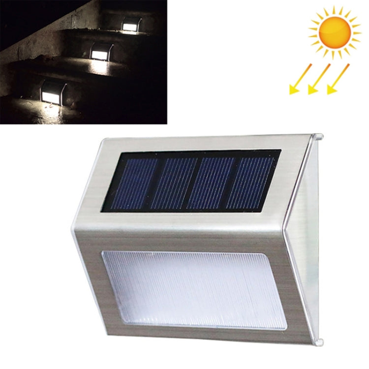Skanto | 2PCS Solenergi Rustfritt Stål 3 LED Trappev lampe Utendørs Hage Gjerde Lys (Hvit Lys)