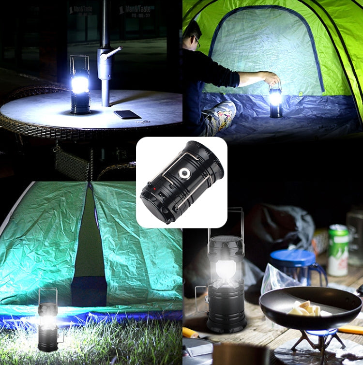 Skanto | LED Teltlampe Soloppladbar Campinglampe Utvidbar Multifunksjonell Lantern, Støtter USB Utgang, EU Kontakt (Blå)