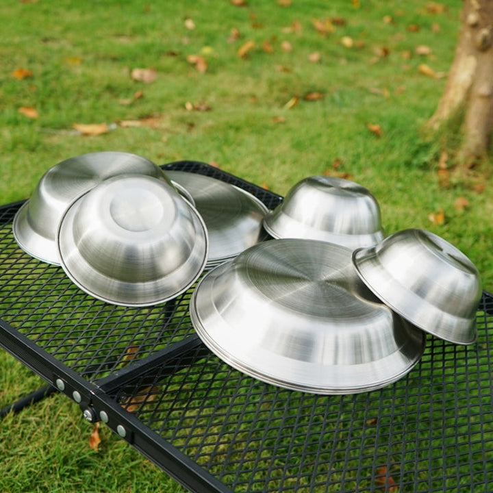 Skanto | 16 PCS / Set CLS Utendørs Rustfritt Stål Bestikk Bærbar Camping Middag Bolle Tallerken Sett
