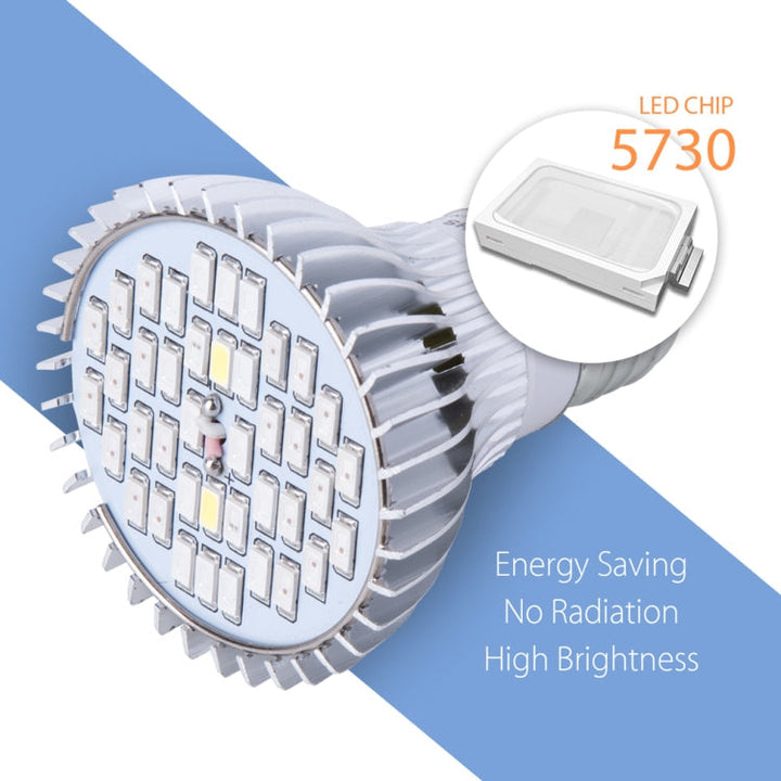Skanto | LED Plantevekstlampe Fullspekter E27 Plantefyllingslys, Effekt: 30W 40 Lampeperler