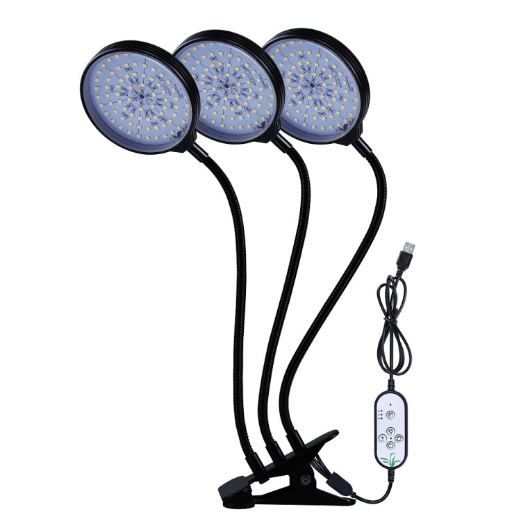 Skanto | LED Plantevekstlampe USB Fjernkontroll Klips Vanntett Fullt Spektrum Naturlig Hvit Frøplante Lys, Effekt: 45W Tre Hoder