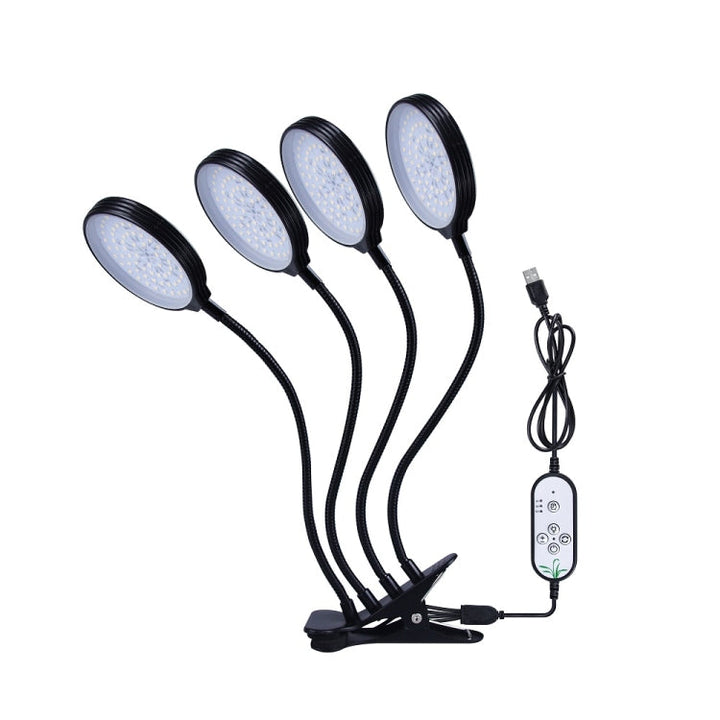 Skanto | LED Plantevekstlamper USB Fjernkontroll Klemme Vanntett Fullspektrum Naturlig Hvit Spireplante Lys, Effekt: 60W Fire Hoder