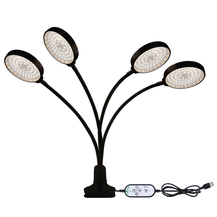 Skanto | LED Plantevekstlamper USB Fjernkontroll Klemme Vanntett Fullspektrum Naturlig Hvit Spireplante Lys, Effekt: 60W Fire Hoder