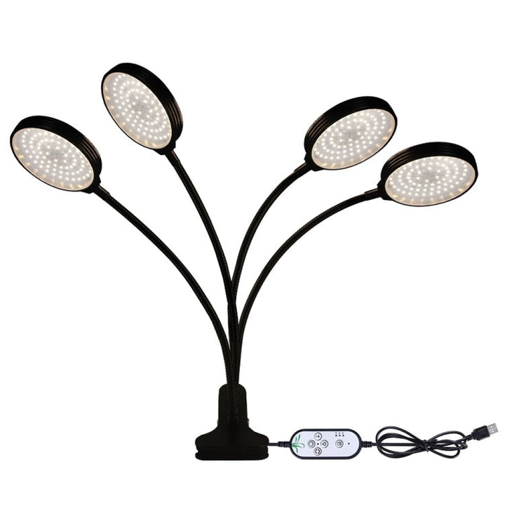 Skanto | LED Plantevekstlamper USB Fjernkontroll Klemme Vanntett Fullspektrum Naturlig Hvit Spireplante Lys, Effekt: 60W Fire Hoder
