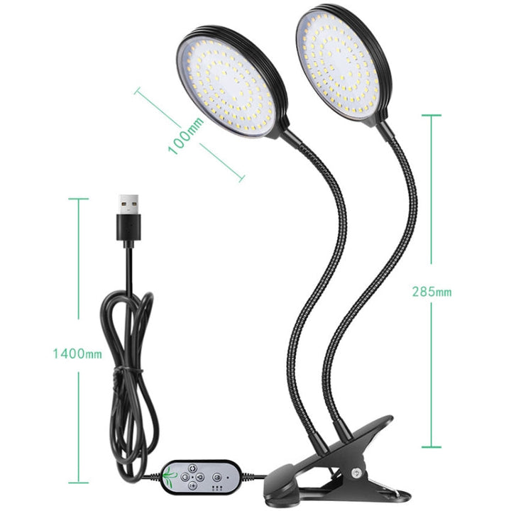 Skanto | LED Plantevekstlamper USB Fjernkontroll Klemme Vanntett Fullspektrum Naturlig Hvit Spireplante Lys, Effekt: 60W Fire Hoder