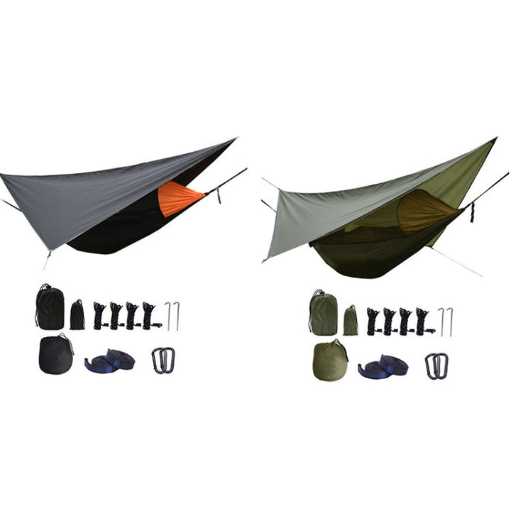Skanto | Strut-Mosquito-net-hammock Diamond-Sunshade-Set Outdoor Camping Automatic Quick-Open Anti-Mosquito-net-Hammock-Set (Hæralm Green)