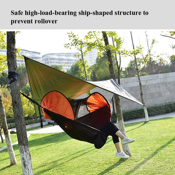 Skanto | Strut-Mosquito-net-hammock Diamond-Sunshade-Set Outdoor Camping Automatic Quick-Open Anti-Mosquito-net-Hammock-Set (Hæralm Green)