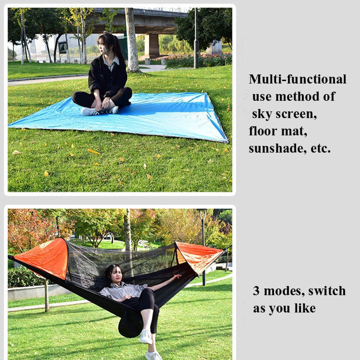 Skanto | Strut-Mosquito-net-hammock Diamond-Sunshade-Set Outdoor Camping Automatic Quick-Open Anti-Mosquito-net-Hammock-Set (Hæralm Green)