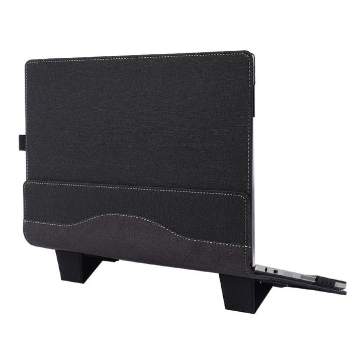 Skanto | For Samsung Galaxy Book 4 360 15,6 tommer lær laptop anti-fall beskyttelsesdeksel med stativ (Svart)