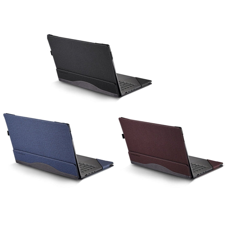Skanto | For Samsung Galaxy Book 4 360 15.6 Tommer Lær Laptop Anti-Fall Beskyttelsesdeksel med Stativ (Vinkelfarge Rød)