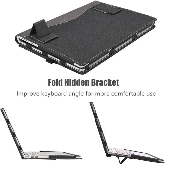 Skanto | For Samsung Galaxy Book 4 360 15.6 Tommer Lær Laptop Anti-Fall Beskyttelsesdeksel med Stativ (Vinkelfarge Rød)