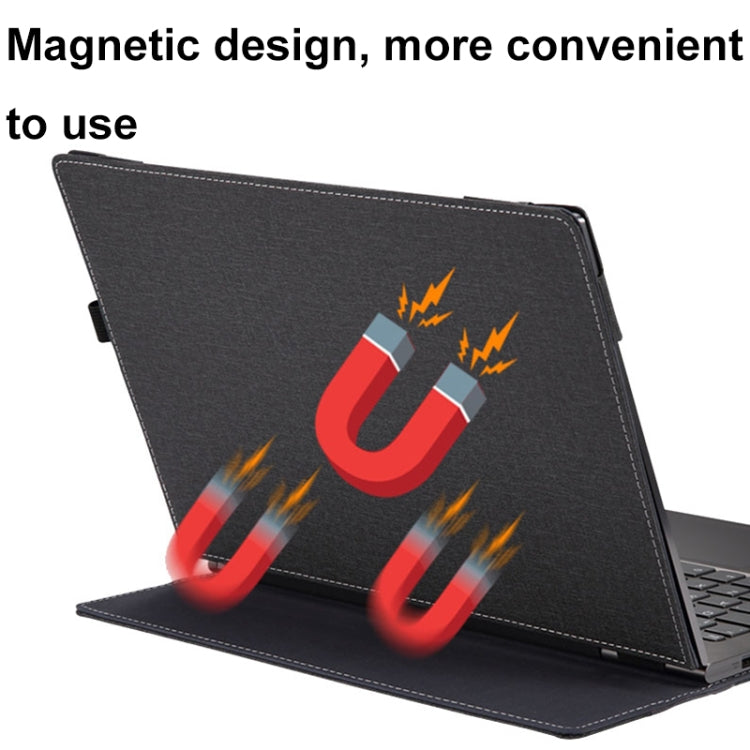 Skanto | For Samsung Galaxy Book 4 360 15,6 tommer lær laptop anti-fall beskyttelsesdeksel med stativ (Svart)