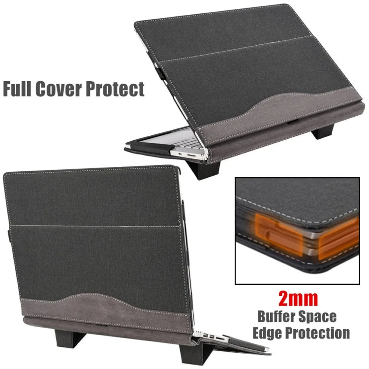 Skanto | For Samsung Galaxy Book 4 360 15,6 tommer lær laptop anti-fall beskyttelsesdeksel med stativ (Svart)