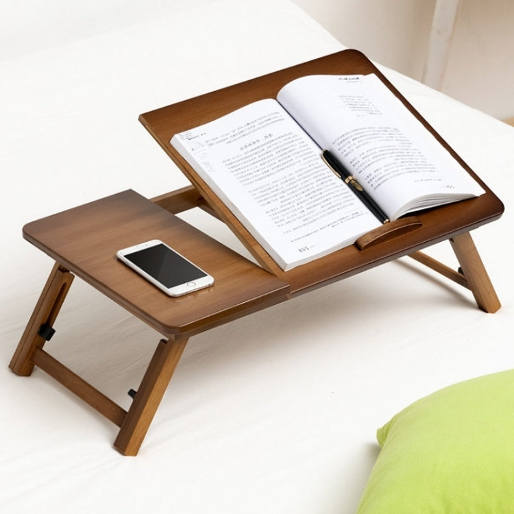 Skanto | 741ZDDNZ Bruk av seng Foldbar Høydejusterbart Laptopbord Hybel Studiebord, Spesifikasjon: Klassisk Te Farge 64cm Tykkelse Bambus