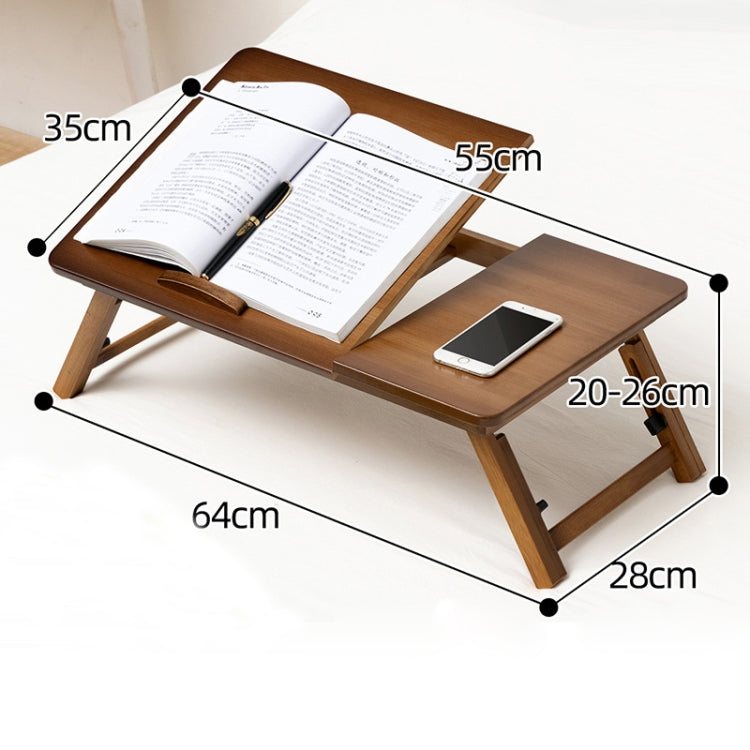 Skanto | 741ZDDNZ Bruk av seng Foldbar Høydejusterbart Laptopbord Hybel Studiebord, Spesifikasjon: Klassisk Te Farge 64cm Tykkelse Bambus