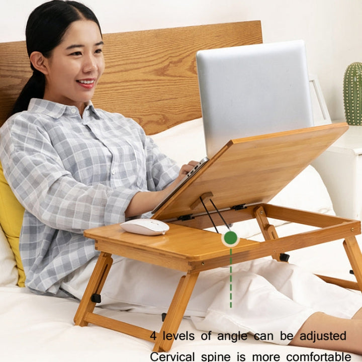 Skanto | 741ZDDNZ Seng Bruk Sammenleggbart Høydejusterbart Laptop Skrivebord Hybel Studie Skrivebord, Spesifikasjon: Klassisk Te Farge 88cm Tykk Bambus
